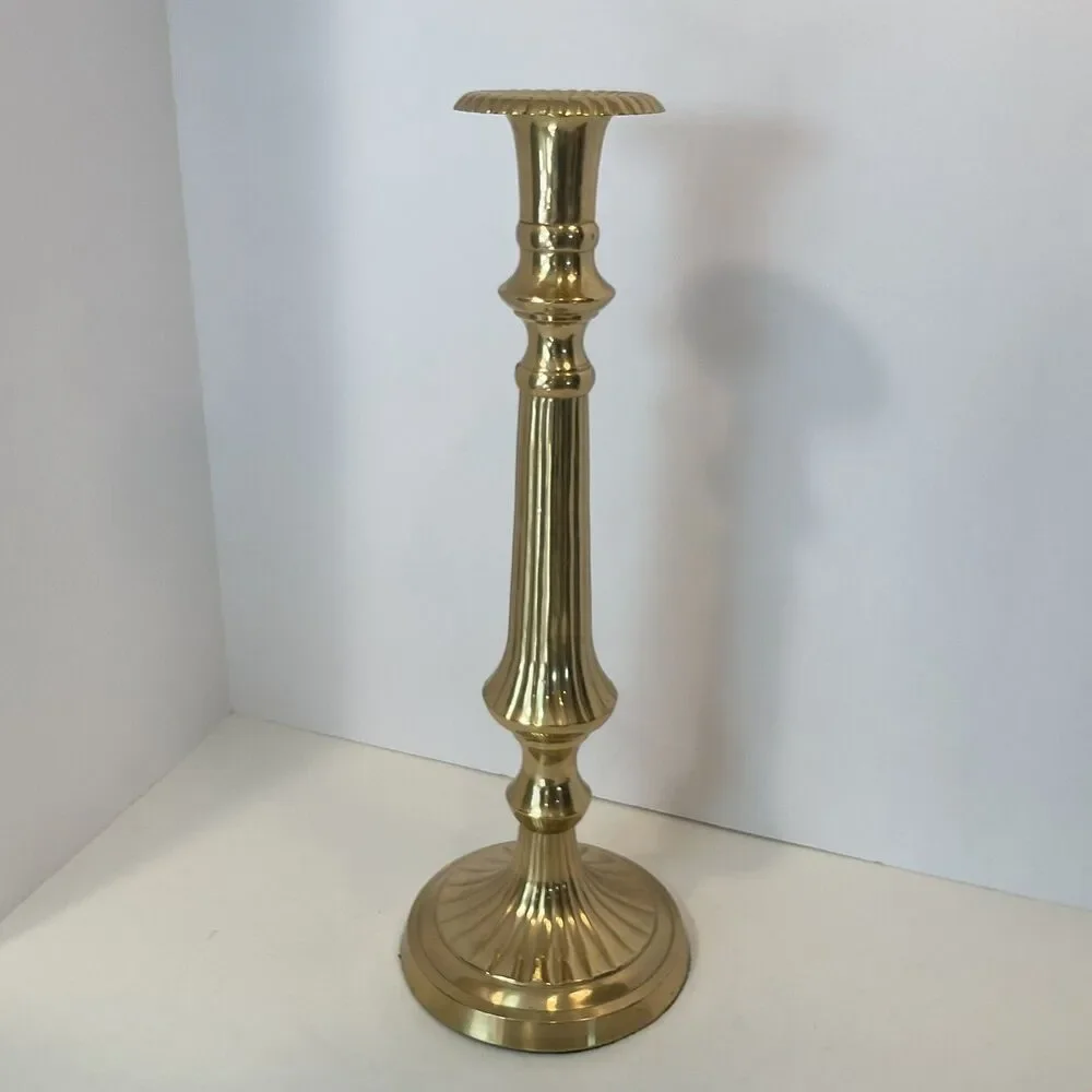 Tall Brass Candle Holder Vintage 17” Home Decor Wedding Large Mantle